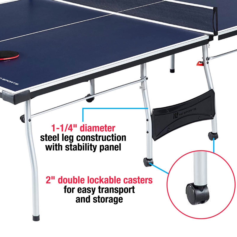 Official Size Table Tennis Table, 15mm, 4 Piece, Pong Table, Blue/White, by MD Sports main image 1